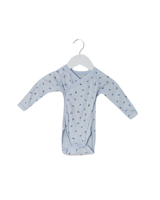 A Blue Long Sleeve Bodysuits from Petit Bateau in size 0-3M for boy. (Front View)