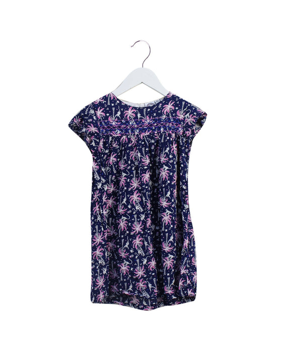 A Navy Short Sleeve Dresses from La Compagnie des Petits in size 5T for girl. (Front View)