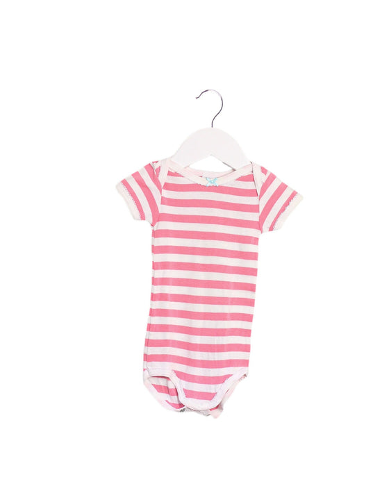 A Pink Short Sleeve Bodysuits from Petit Bateau in size 3-6M for girl. (Front View)
