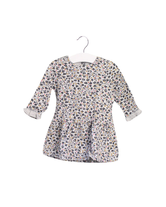 A Grey Long Sleeve Dresses from Petit Bateau in size 6-12M for girl. (Front View)