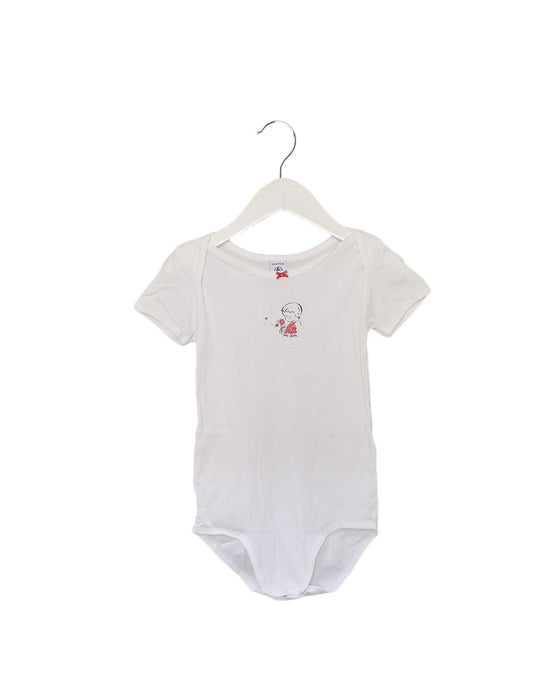 A White Short Sleeve Bodysuits from Petit Bateau in size 3T for girl. (Front View)