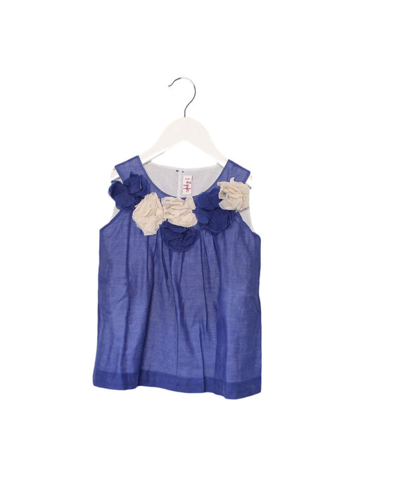 A Blue Sleeveless Tops from Il Gufo in size 4T for girl. (Front View)