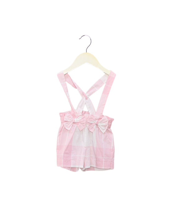 A Pink Overall Shorts from Il Gufo in size 12-18M for girl. (Front View)
