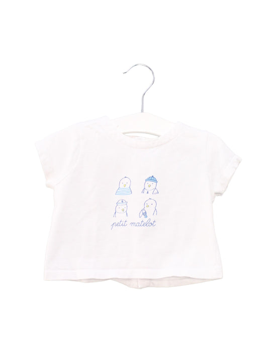 A White Short Sleeve Tops from Jacadi in size 6-12M for girl. (Front View)