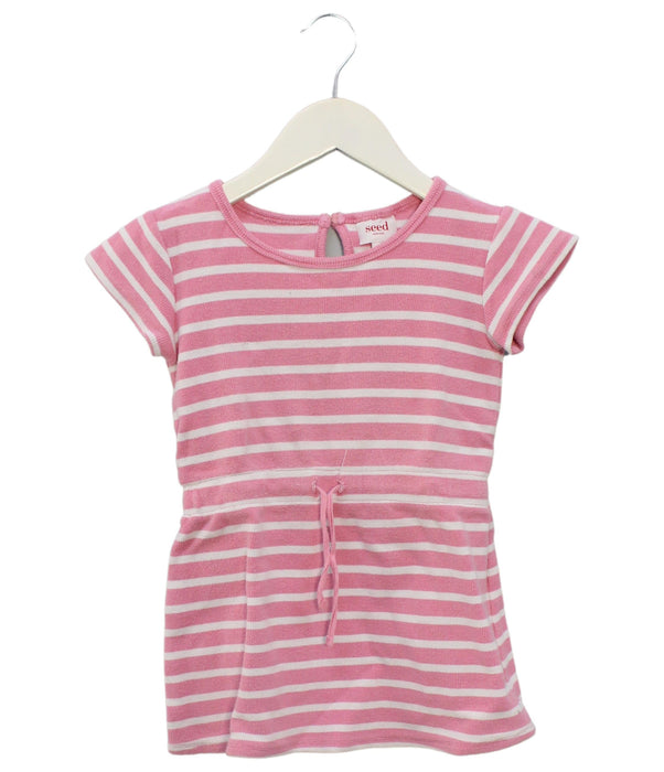 A Pink Short Sleeve Tops from Seed in size 7Y for girl. (Front View)