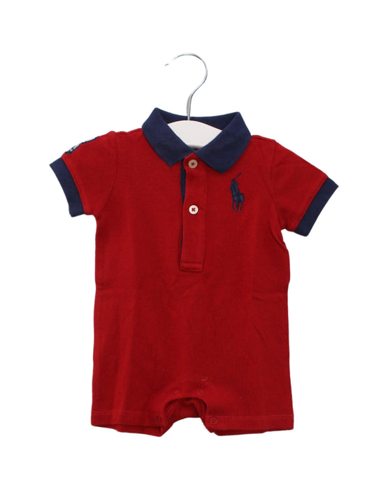 A Red Short Sleeve Rompers from Ralph Lauren in size 3-6M for boy. (Front View)