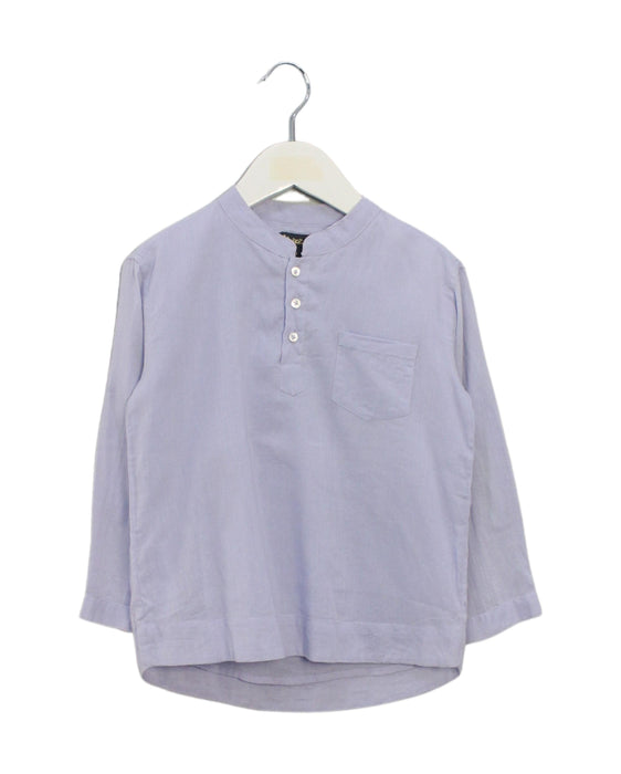 A Blue Long Sleeve Tops from Velveteen in size 4T for boy. (Front View)
