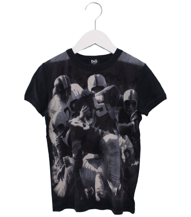 A Black Short Sleeve T Shirts from Dolce & Gabbana in size 7Y for boy. (Front View)