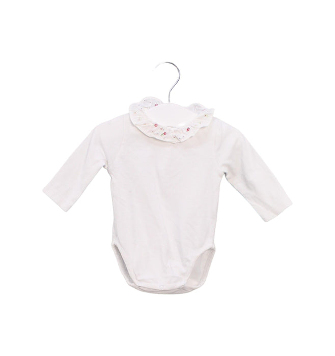A White Long Sleeve Bodysuits from Bout'Chou in size 0-3M for girl. (Front View)