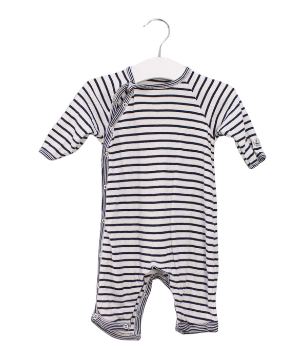 A Navy Long Sleeve Jumpsuits from Petit Bateau in size 0-3M for boy. (Front View)