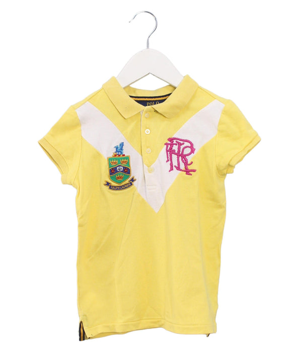 A Yellow Short Sleeve Polos from Polo Ralph Lauren in size 6T for girl. (Front View)
