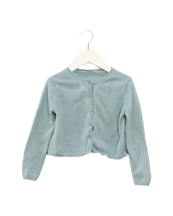 A Green Cardigans from Il Gufo in size 5T for girl. (Front View)