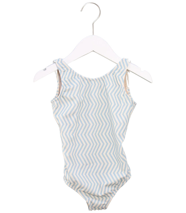 A Blue Sleeveless Bodysuits from OAS Company in size 4T for girl. (Front View)