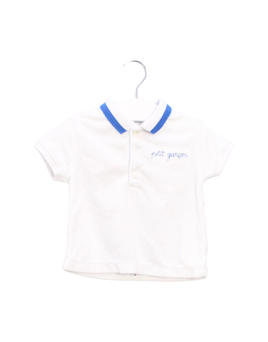 A White Short Sleeve Polos from Jacadi in size 6-12M for boy. (Front View)