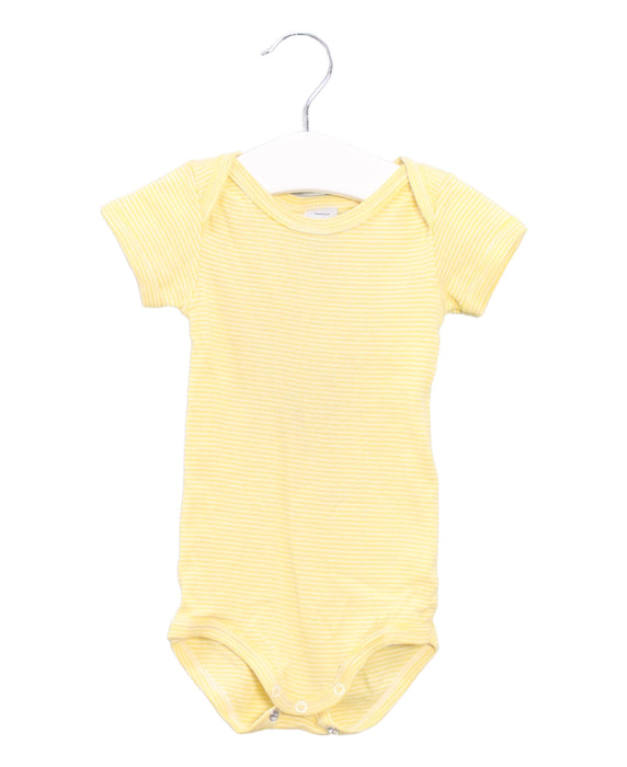 A Yellow Short Sleeve Bodysuits from Petit Bateau in size 3-6M for girl. (Front View)