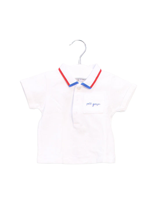 A White Short Sleeve Polos from Jacadi in size 3-6M for boy. (Front View)