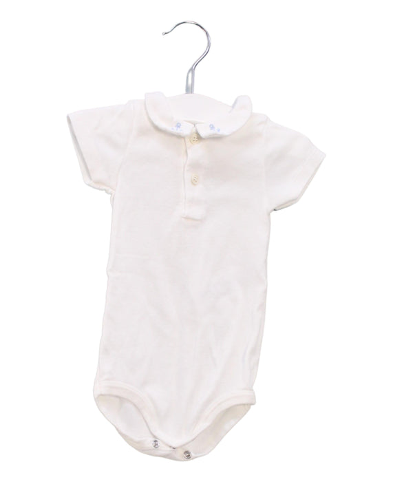 A White Short Sleeve Bodysuits from Petit Bateau in size 6-12M for boy. (Front View)