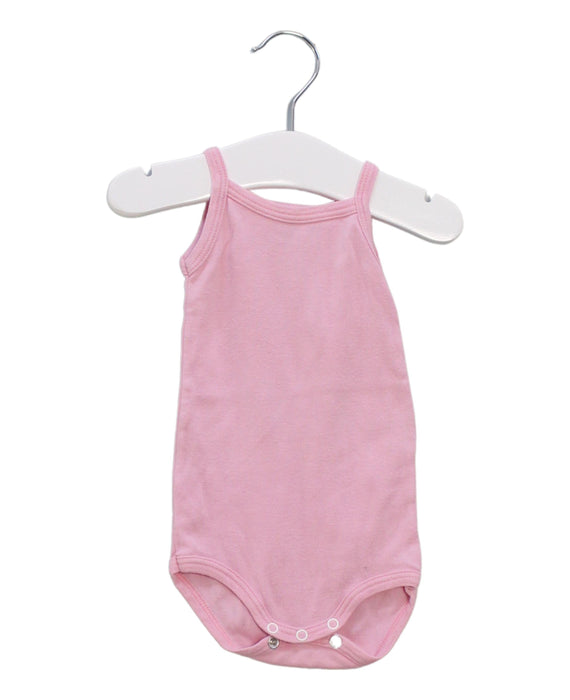 A Pink Sleeveless Bodysuits from Petit Bateau in size 0-3M for girl. (Front View)