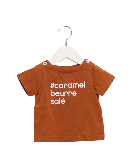 A Brown Short Sleeve T Shirts from Jacadi in size 3-6M for girl. (Front View)
