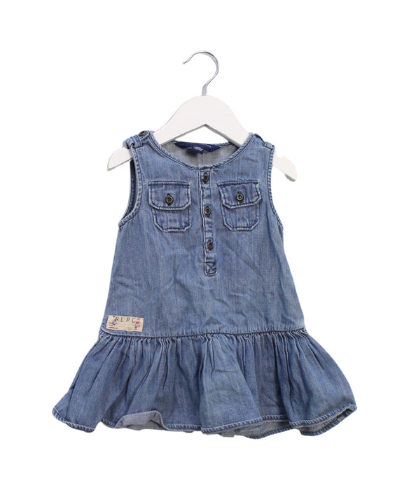 A Blue Sleeveless Dresses from Ralph Lauren in size 6-12M for girl. (Front View)