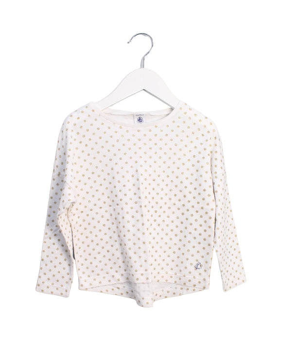 A White Long Sleeve Tops from Petit Bateau in size 4T for girl. (Front View)