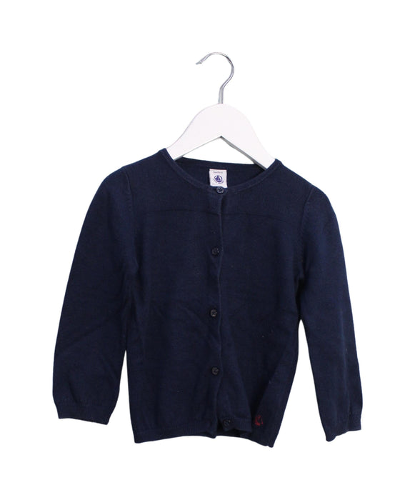 A Navy Cardigans from Petit Bateau in size 3T for girl. (Front View)
