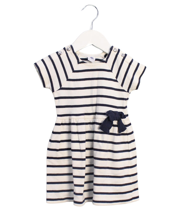 A Ivory Short Sleeve Dresses from Petit Bateau in size 6-12M for girl. (Front View)