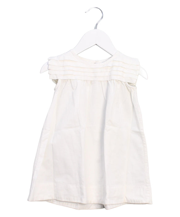 A White Sleeveless Dresses from Petit Bateau in size 6-12M for girl. (Front View)