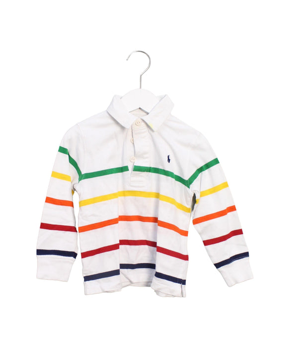 A White Long Sleeve Polos from Polo Ralph Lauren in size 4T for boy. (Front View)