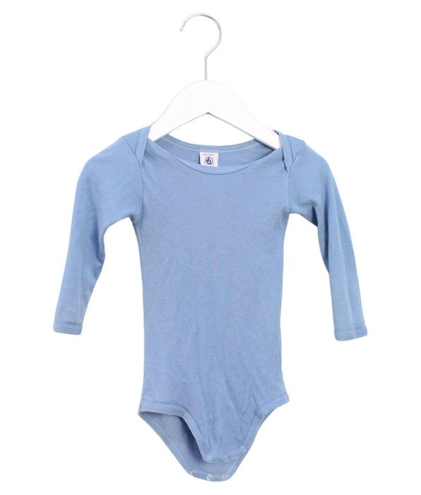 A Blue Long Sleeve Bodysuits from Petit Bateau in size 6-12M for boy. (Front View)