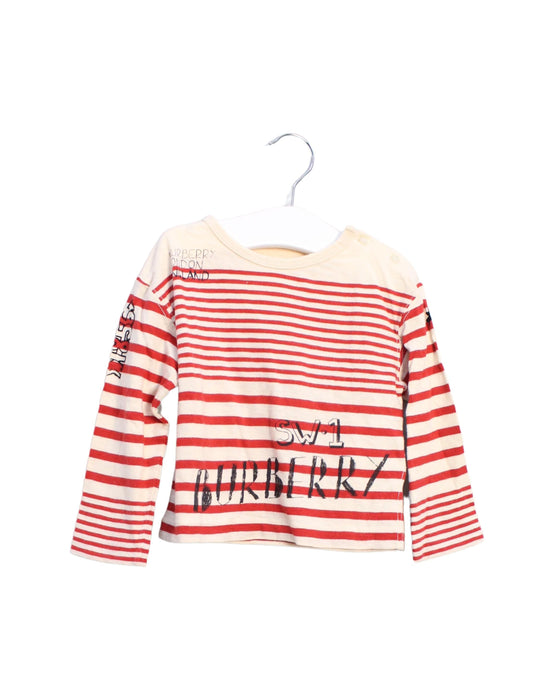 A Red Long Sleeve Tops from Burberry in size 6-12M for girl. (Front View)