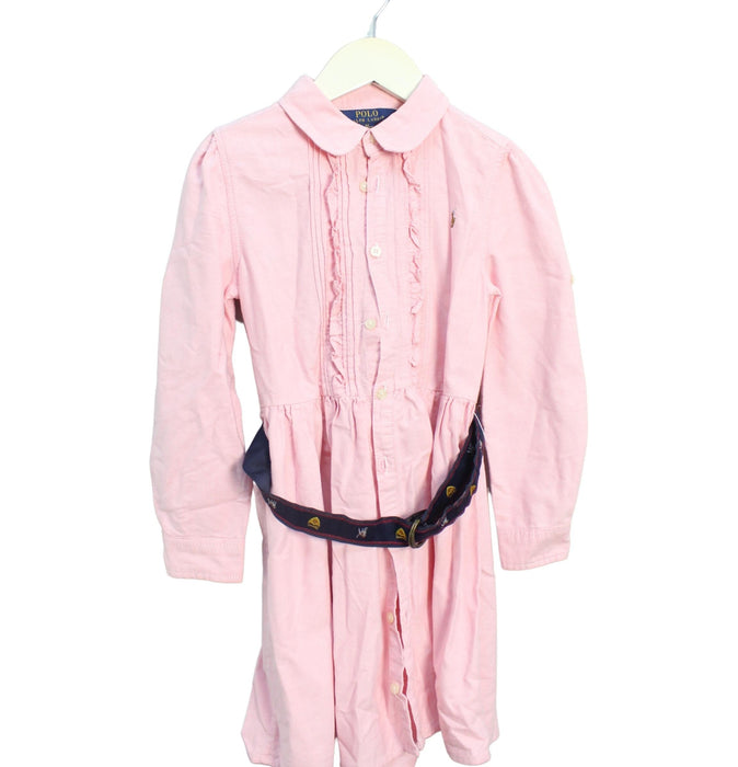 A Pink Long Sleeve Dresses from Polo Ralph Lauren in size 6T for girl. (Front View)