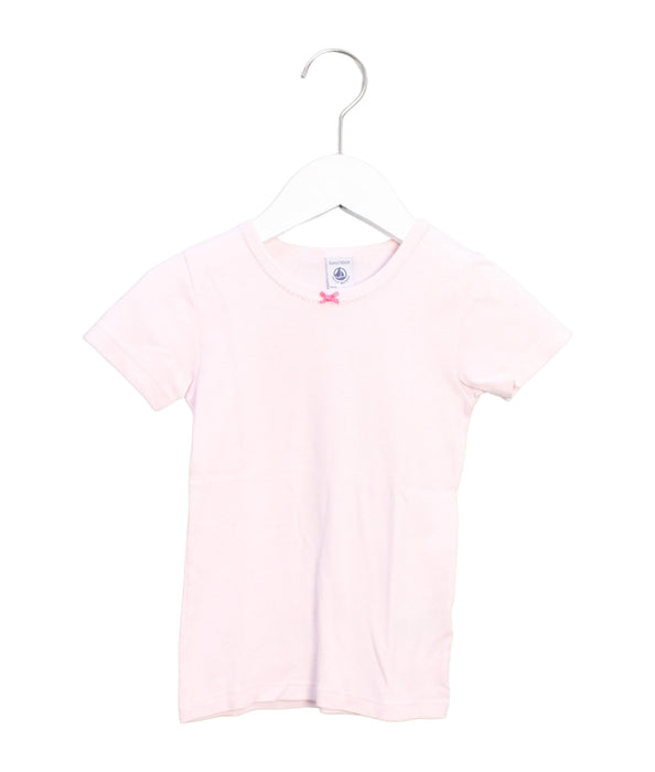 A Pink Short Sleeve T Shirts from Petit Bateau in size 5T for girl. (Front View)