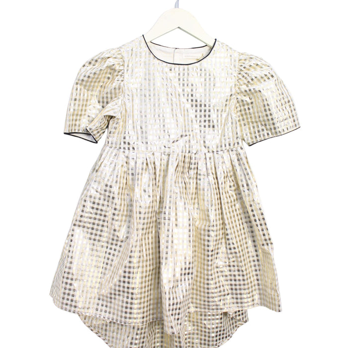 A Gold Short Sleeve Dresses from Benebene in size 6T for girl. (Front View)