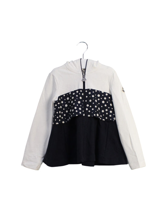 A White Zippered Sweatshirts from Moncler in size 4T for girl. (Front View)