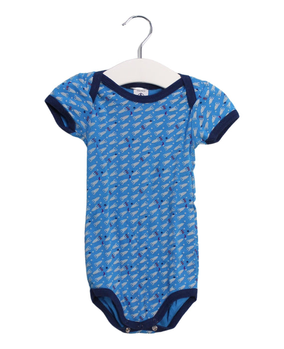 A Blue Short Sleeve Bodysuits from Petit Bateau in size 6-12M for boy. (Front View)