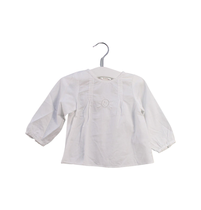 A White Long Sleeve Tops from Jacadi in size 3-6M for girl. (Front View)