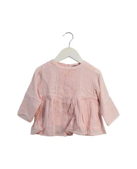 A Pink Long Sleeve Tops from Velveteen in size 3T for girl. (Front View)