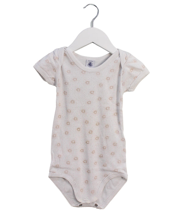 A Beige Short Sleeve Bodysuits from Petit Bateau in size 18-24M for girl. (Front View)
