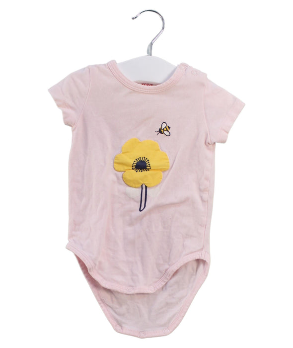 A Pink Short Sleeve Bodysuits from Seed in size 0-3M for girl. (Front View)
