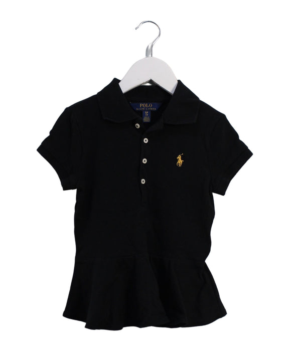 A Black Short Sleeve Polos from Polo Ralph Lauren in size 7Y for girl. (Front View)