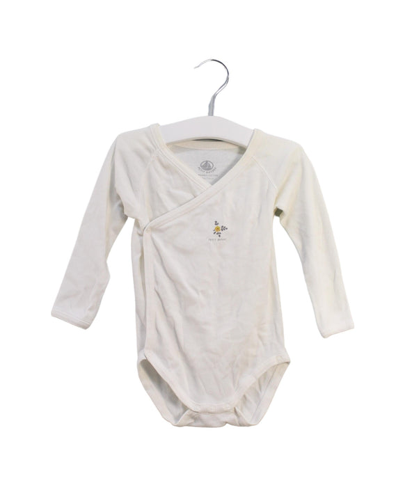 A White Long Sleeve Bodysuits from Petit Bateau in size 6-12M for boy. (Front View)