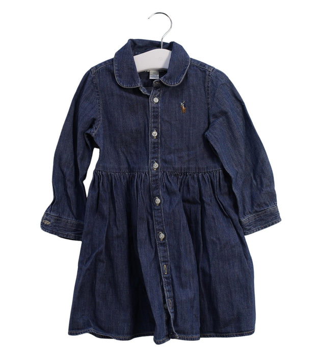 A Blue Long Sleeve Dresses from Ralph Lauren in size 12-18M for girl. (Front View)