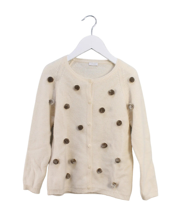 A Ivory Cardigans from Il Gufo in size 6T for girl. (Front View)