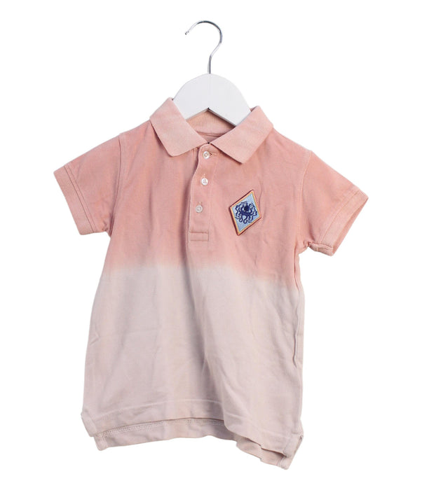 A Pink Short Sleeve Polos from Velveteen in size 3T for boy. (Front View)