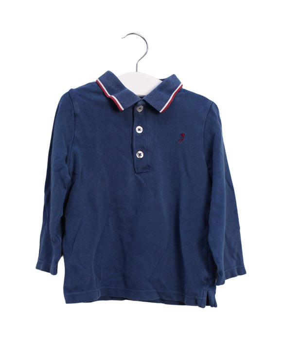 A Blue Long Sleeve Polos from Jacadi in size 3T for boy. (Front View)
