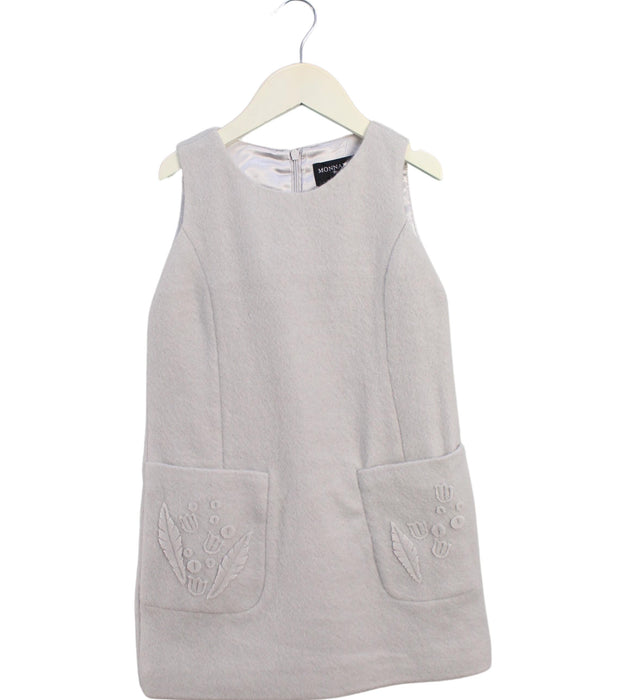 A Grey Sleeveless Dresses from Monnalisa in size 6T for girl. (Front View)