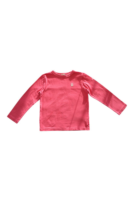 A Pink Long Sleeve T Shirts from Miki House in size 6T for girl. (Front View)