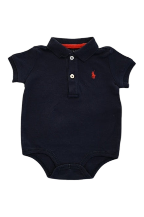 A Navy Short Sleeve Bodysuits from Ralph Lauren in size 3-6M for boy. (Front View)