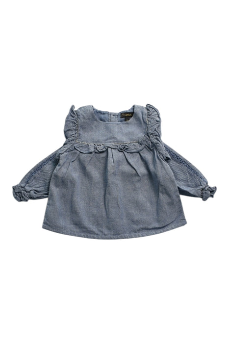 A Blue Long Sleeve Tops from Velveteen in size 12-18M for girl. (Front View)